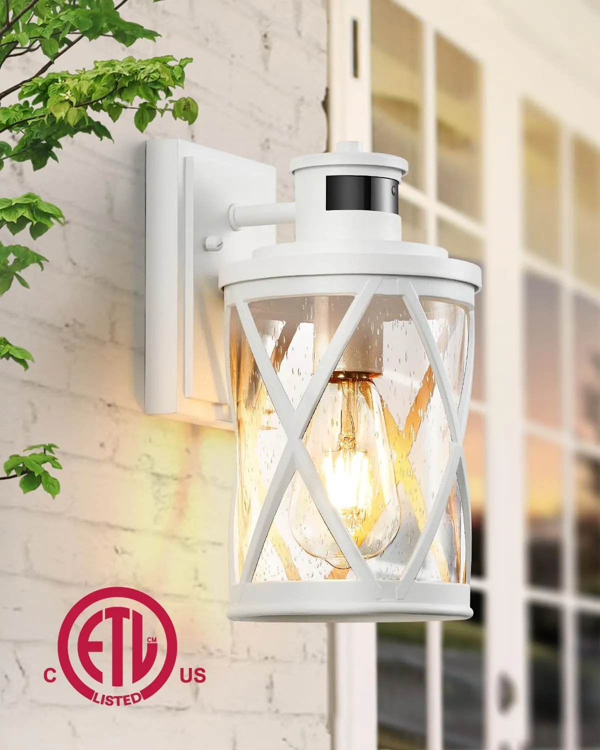 VIANIS Exterior Lighting Fixtures with Motion Sensor, White Outside Lights for House, Dusk to Dawn Motion Sensor Porch Light for Doorway, Entryway, Porch, Waterproof, Anti-Rust