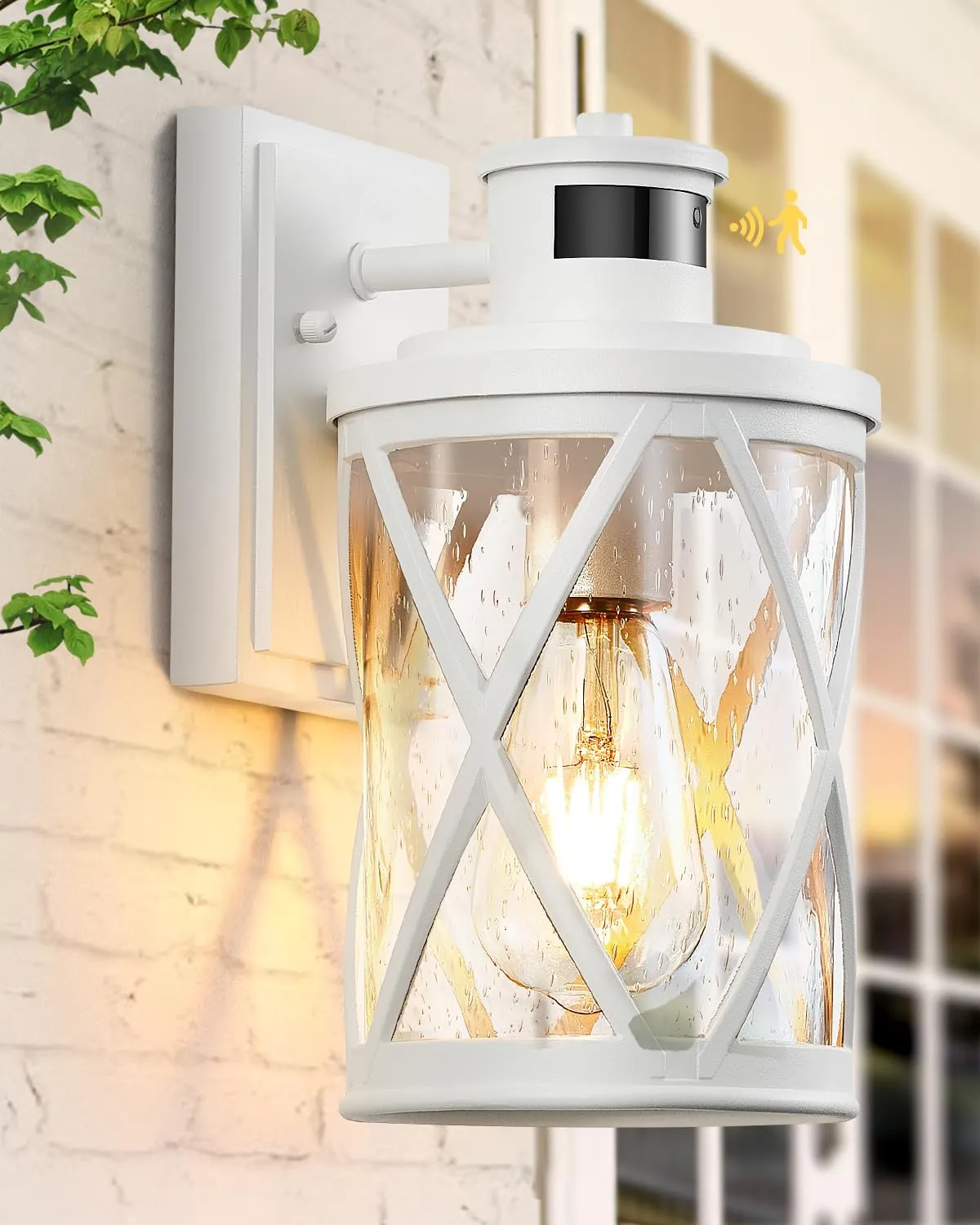 VIANIS Exterior Lighting Fixtures with Motion Sensor, White Outside Lights for House, Dusk to Dawn Motion Sensor Porch Light for Doorway, Entryway, Porch, Waterproof, Anti-Rust
