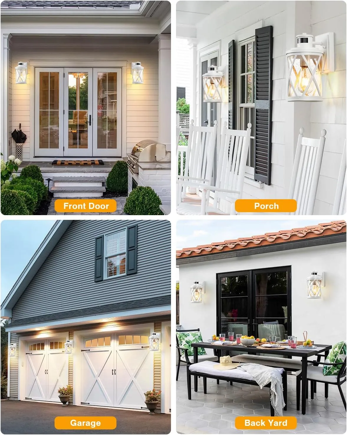 VIANIS Exterior Lighting Fixtures with Motion Sensor, White Outside Lights for House, Dusk to Dawn Motion Sensor Porch Light for Doorway, Entryway, Porch, Waterproof, Anti-Rust