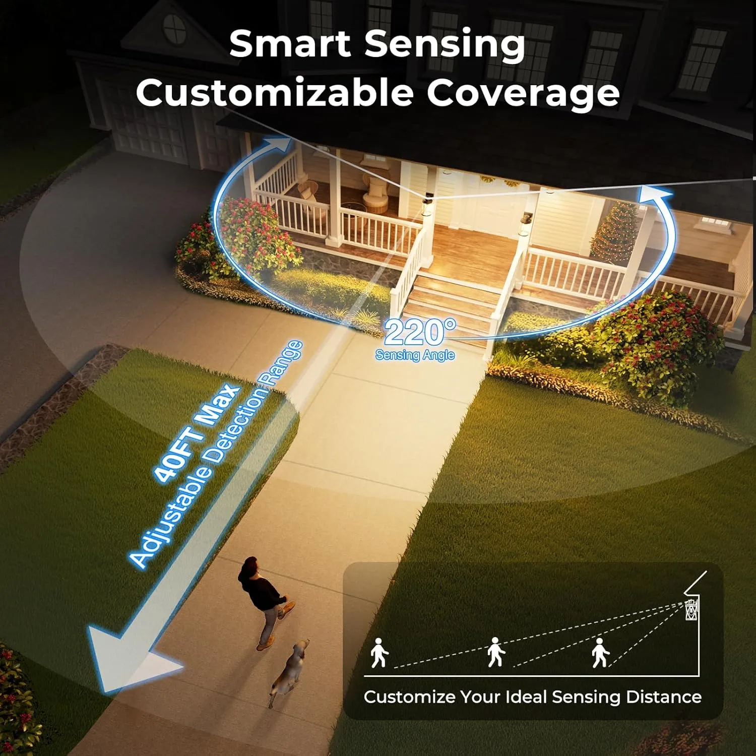 VIANIS Motion Sensor Outdoor Lights, Modern Patio Lights Outdoor Waterproof, Black Exterior Lighting Fixtures Lanterns for House, 100% Aluminum Outside Wall Mount Light Sconce for Garage, Porch, Coach