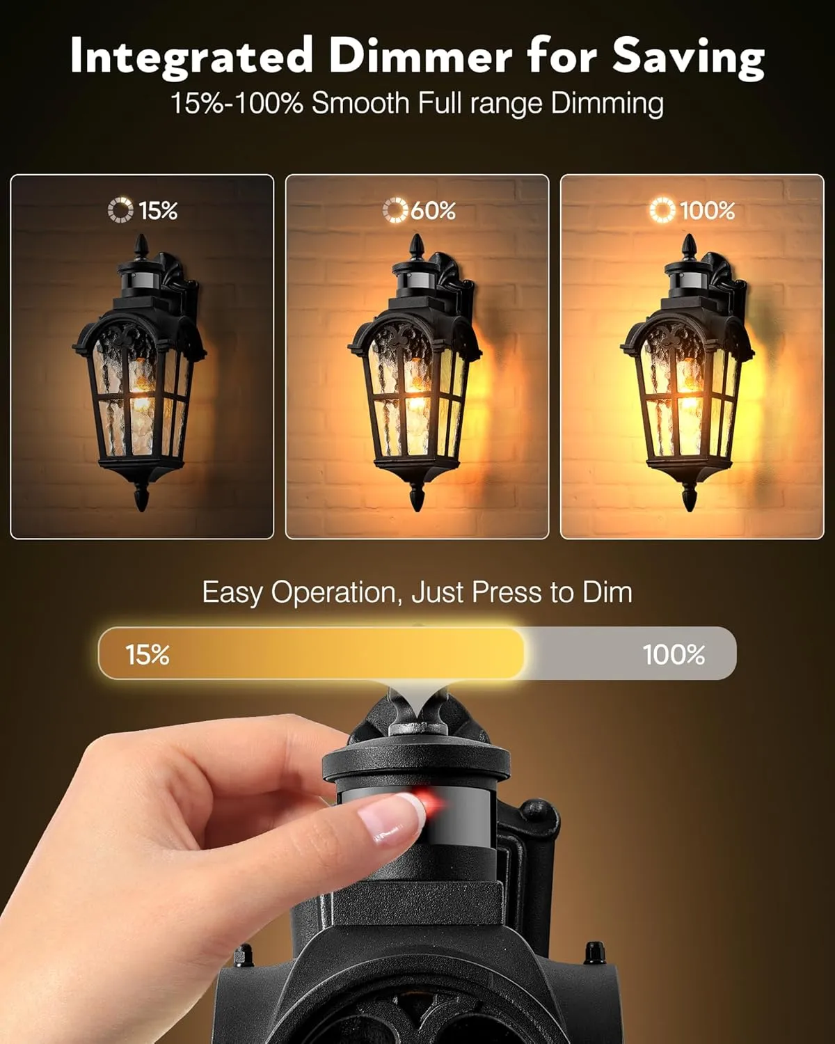 VIANIS Porch Lights Outdoor Motion Sensor, Black Dusk to Dawn Outdoor Garage Lighting Fixtures, Aluminum Waterproof Outside Sconce Lights with Ripple Glass, Coach Light Wall Mount for House Doorway