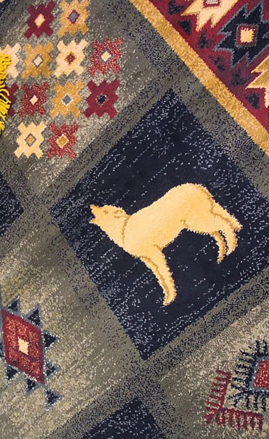 Vintage Lodge Cabin Area Rug 4'x5' Hunting Bear Deer Print Rugs Rustic Wildlife Farmhouse Rug Country Style Leaf Carpet Low Pile Home Kitchen Mat,Black