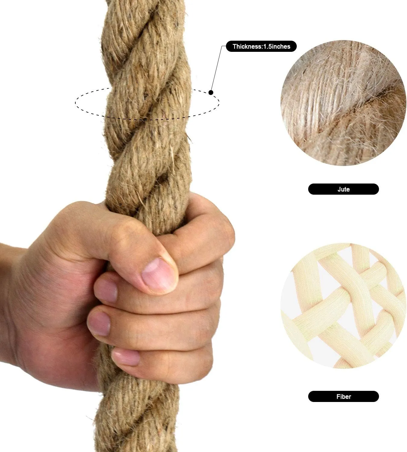 VIVITORY Gym Fitness Training Climbing Ropes, Workout Gym Climbing Rope, Home Training and Fitness Workouts,1.5'' in Diameter, Available 10, 15, 25, 30 Ft