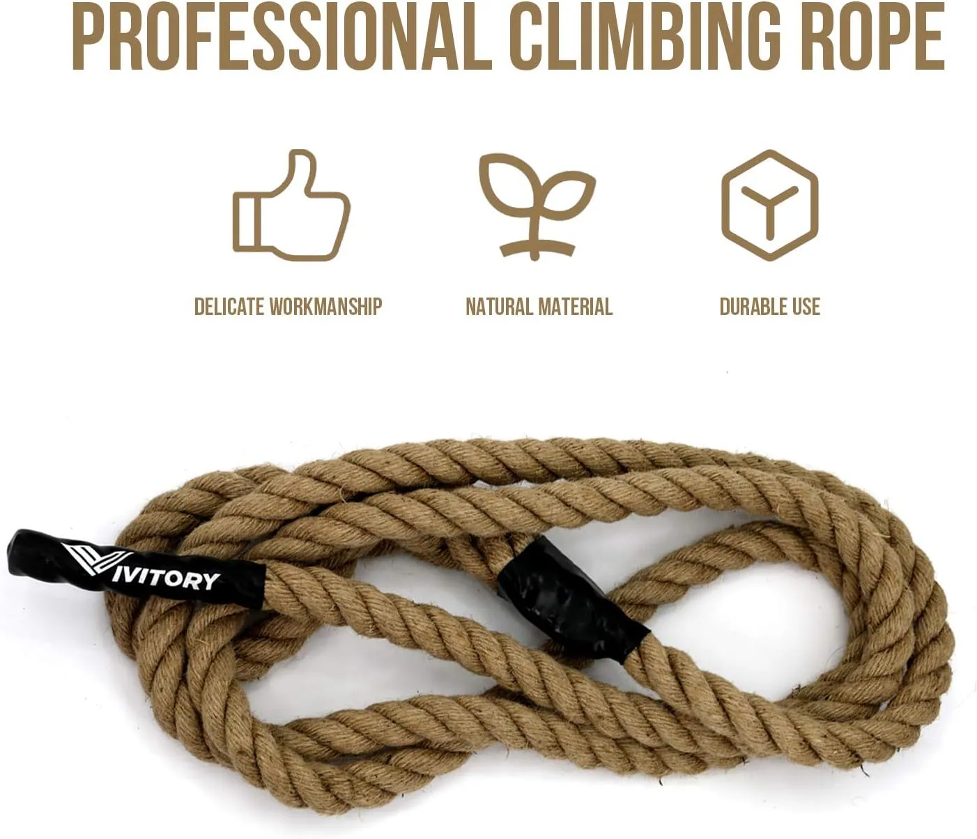 VIVITORY Gym Fitness Training Climbing Ropes, Workout Gym Climbing Rope, Home Training and Fitness Workouts,1.5'' in Diameter, Available 10, 15, 25, 30 Ft
