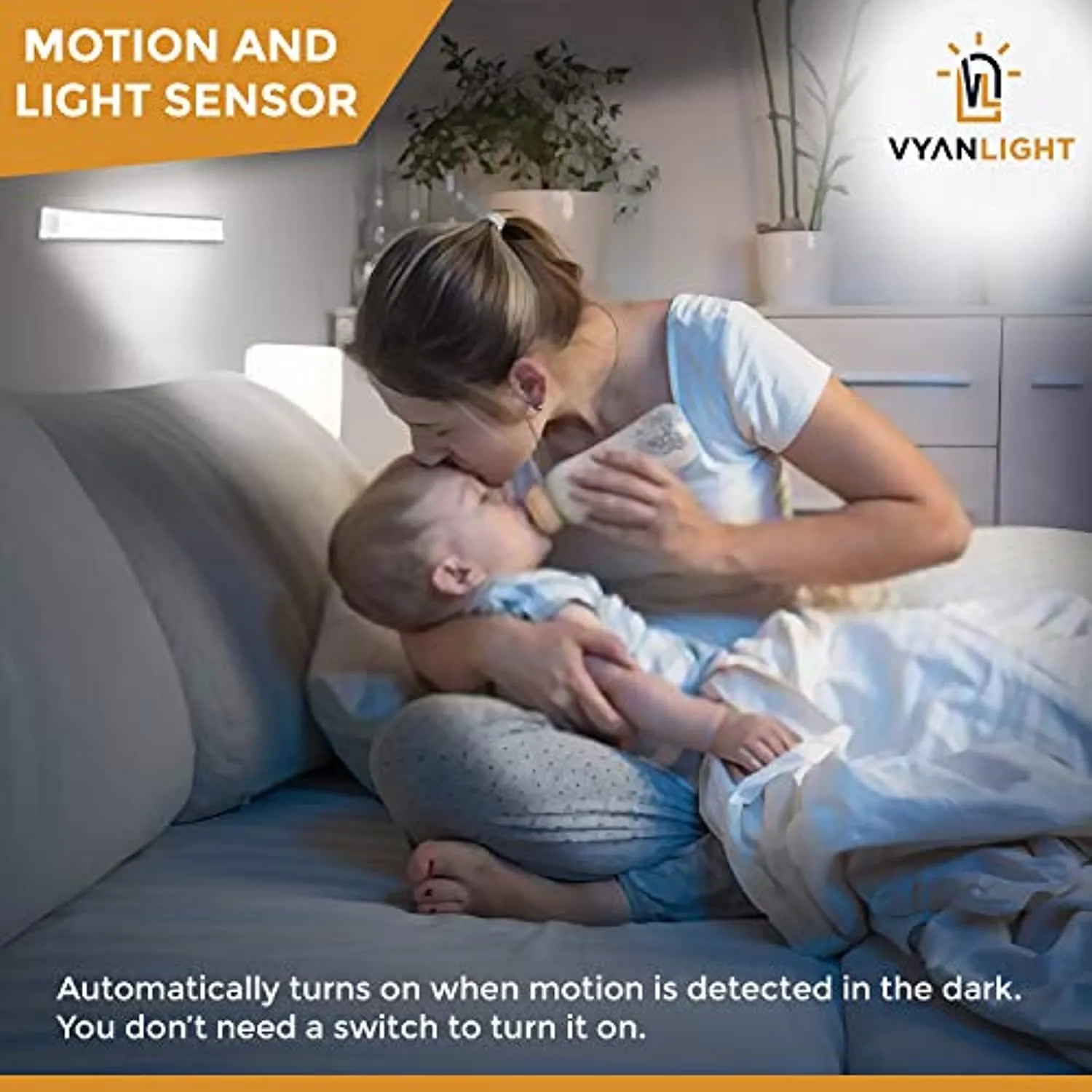 VYANLIGHT 70 LED Closet Light Motion Activated, Cordless Under Cabinet Motion Sensor Light, Wireless Stick-on Anywhere Rechargeable Lights for Closets Hallways and Stairways by VYANLIGHT (1 Pack)