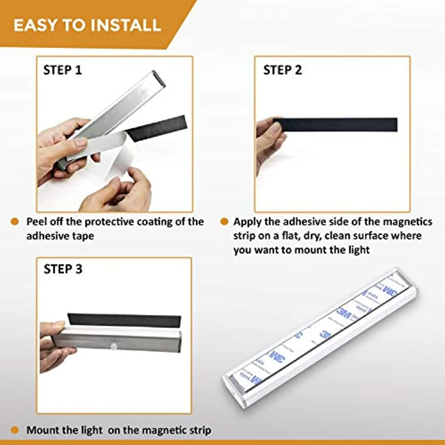 VYANLIGHT Homelife LED Bars Motion Sensor Lights by VYANLIGHT, Under Cabinet Motion Activated Lights, 20 LED Rechargeable 3-Color Mode Stick-on Anywhere Night Lights for Kitchen, Closets, and Hallways (2 Pack)