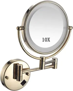 Wall Mounted Makeup Mirror 10X Magnification 8 Inch Double Sided Vanity Magnifying Mirror Round Make Up Mirror 360 Rotation