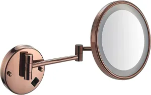 Wall Mounted Makeup Mirror 8 Double-Sided Swivel Extendable Bathroom Mirror with 5X Magnification & USB LED Light