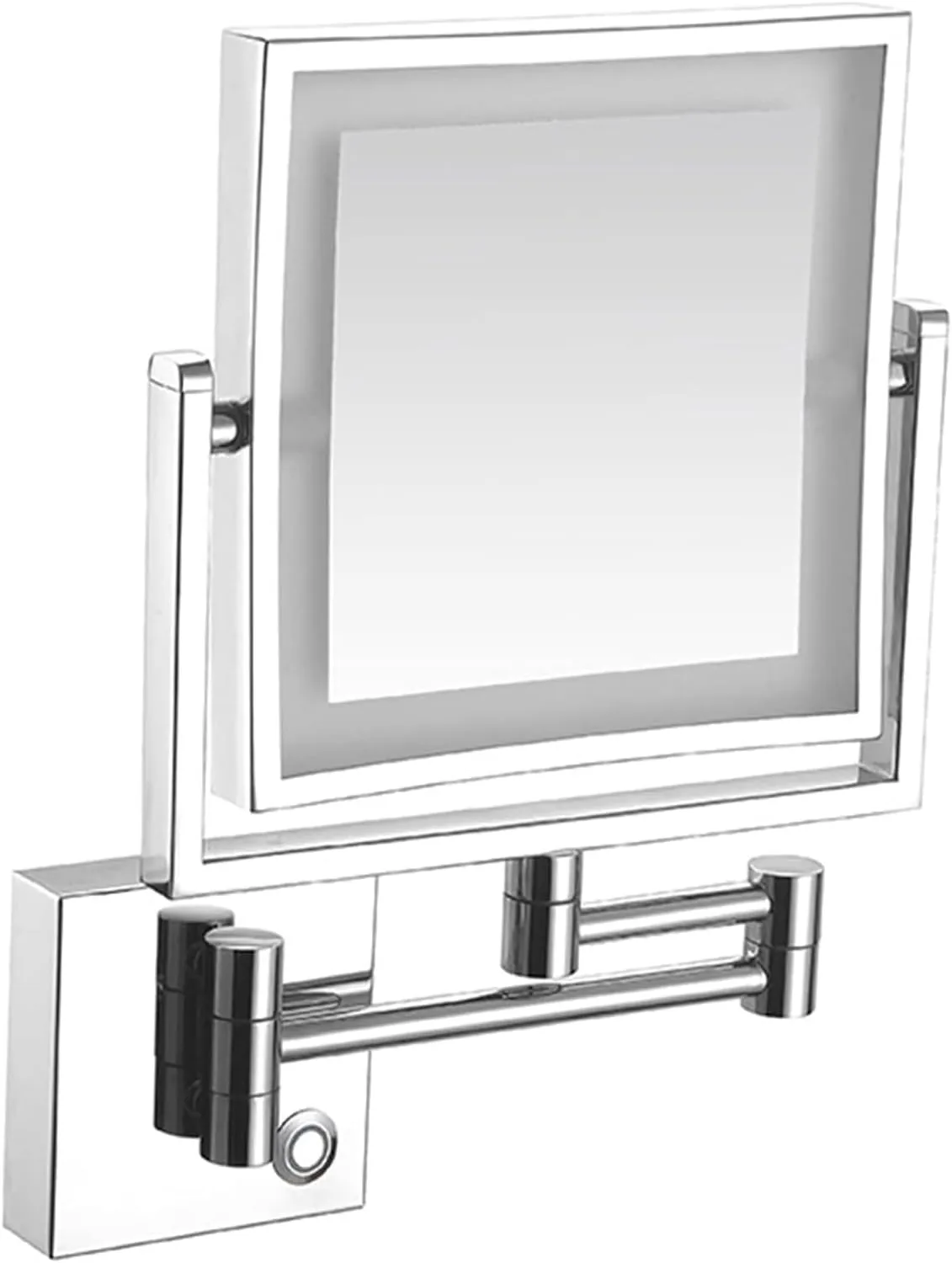 Wall Mounted Makeup Mirror Square Wall Mounted Double Sided 1X/3X Magnifying Mirror Rotation Extension Bathroom Mirror(Silver)
