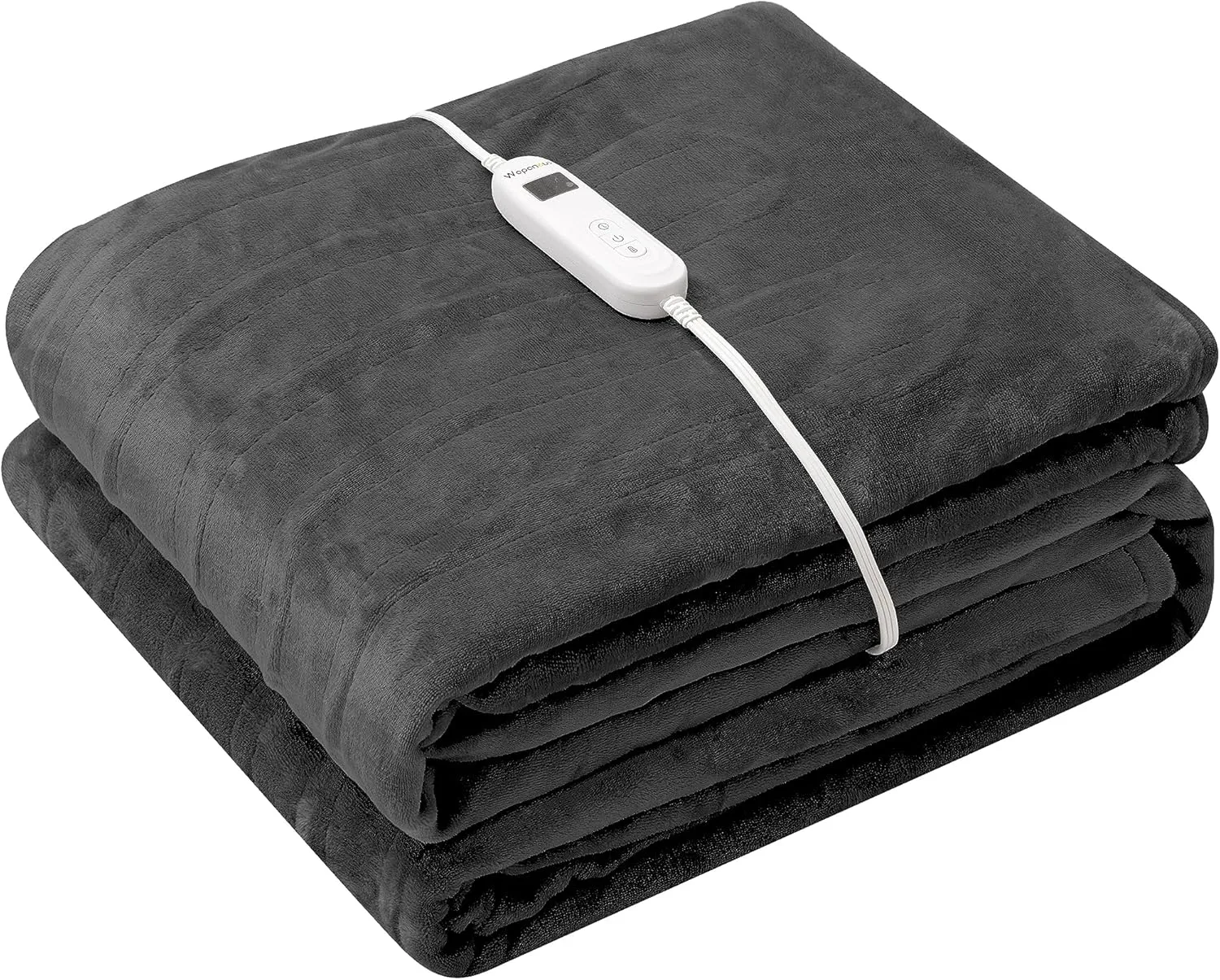 Wapaneus Foot Pocket Heated Blanket Electric Throw with 10 Heating Levels and 4 Timer Settings 4 Hours Auto Shut Off, Flannel Fast-Heating Heated Throw 50" x 60", Machine Washable, Black