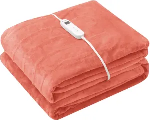 Wapaneus Foot Pocket Heated Blanket Electric Throw with 10 Heating Levels and 4 Timer Settings 4 Hours Auto Shut Off, Flannel Fast-Heating Heated Throw 50" x 60", Machine Washable, Pink
