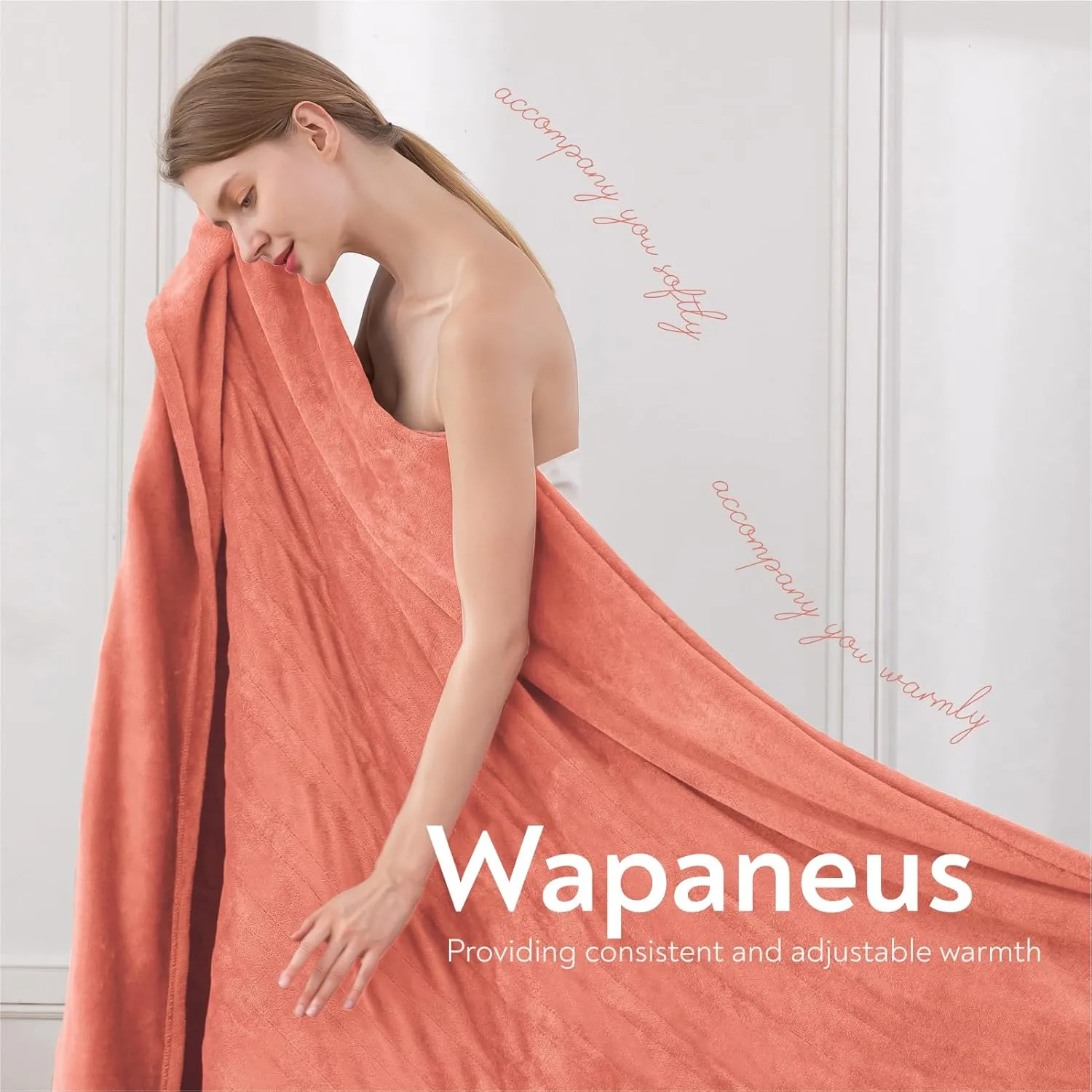 Wapaneus Foot Pocket Heated Blanket Electric Throw with 10 Heating Levels and 4 Timer Settings 4 Hours Auto Shut Off, Flannel Fast-Heating Heated Throw 50" x 60", Machine Washable, Pink