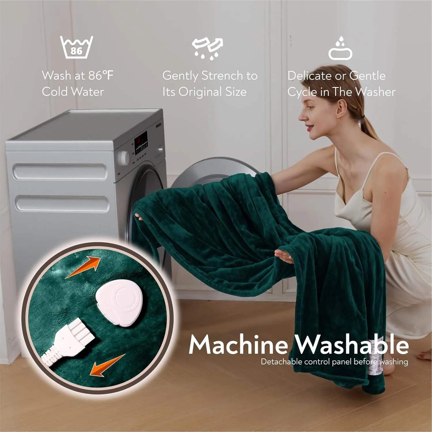 Wapaneus Foot Pocket Heated Blanket Electric Throw with 10 Heating Levels and 4 Timer Settings 4 Hours Auto Shut Off, Flannel Fast-Heating Heated Throw 50" x 60", Machine Washable, Vintage Green