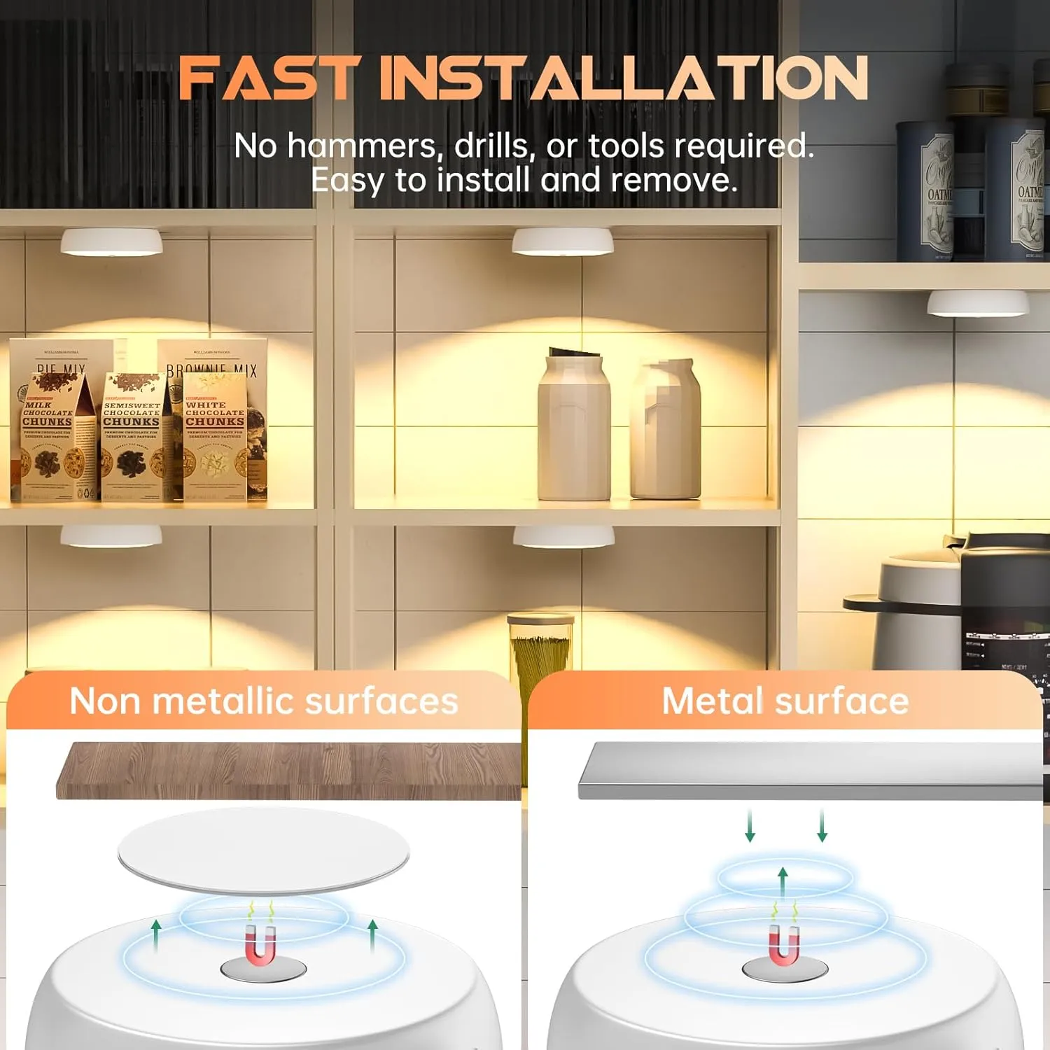 Warm Color LED Closet Lights Wireless Motion Sensor Puck Light, USB Rechargeable Battery Operated Puck Lights with Remote, Dimmable Under Cabinet Counter Lighting for Wardrobe Kitchen (3 Pack)