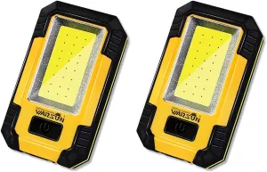 WARSUN 2PC Led Work Light Rechargeable Portable Magnetic Work Light 30w 1200 Lumens Job Site Lighting for Camping Car Repairing,Yellow