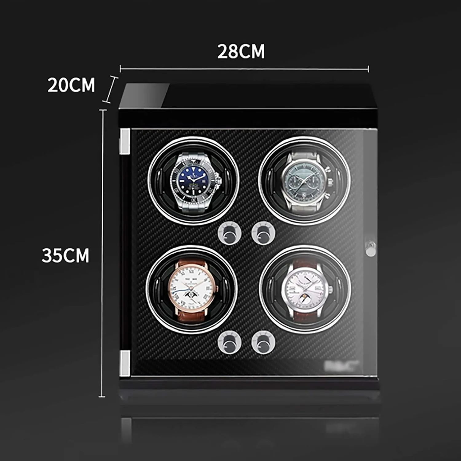 Watch Winders - 4-Position Rechargeable Watch Shaker Mechanical Watch Winder Vertical Automatic Watch Winding Box with Light-Sensitive Led Light Watch Winder Display Watch Box