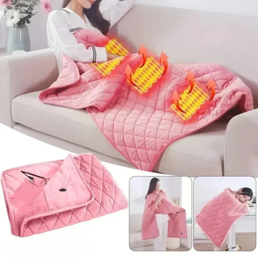 Wearable Blanket Heating Shawl Pad USB Winter Warmer Heated Blanket Body Heater Office Home Multifunctional Shawl Household Item