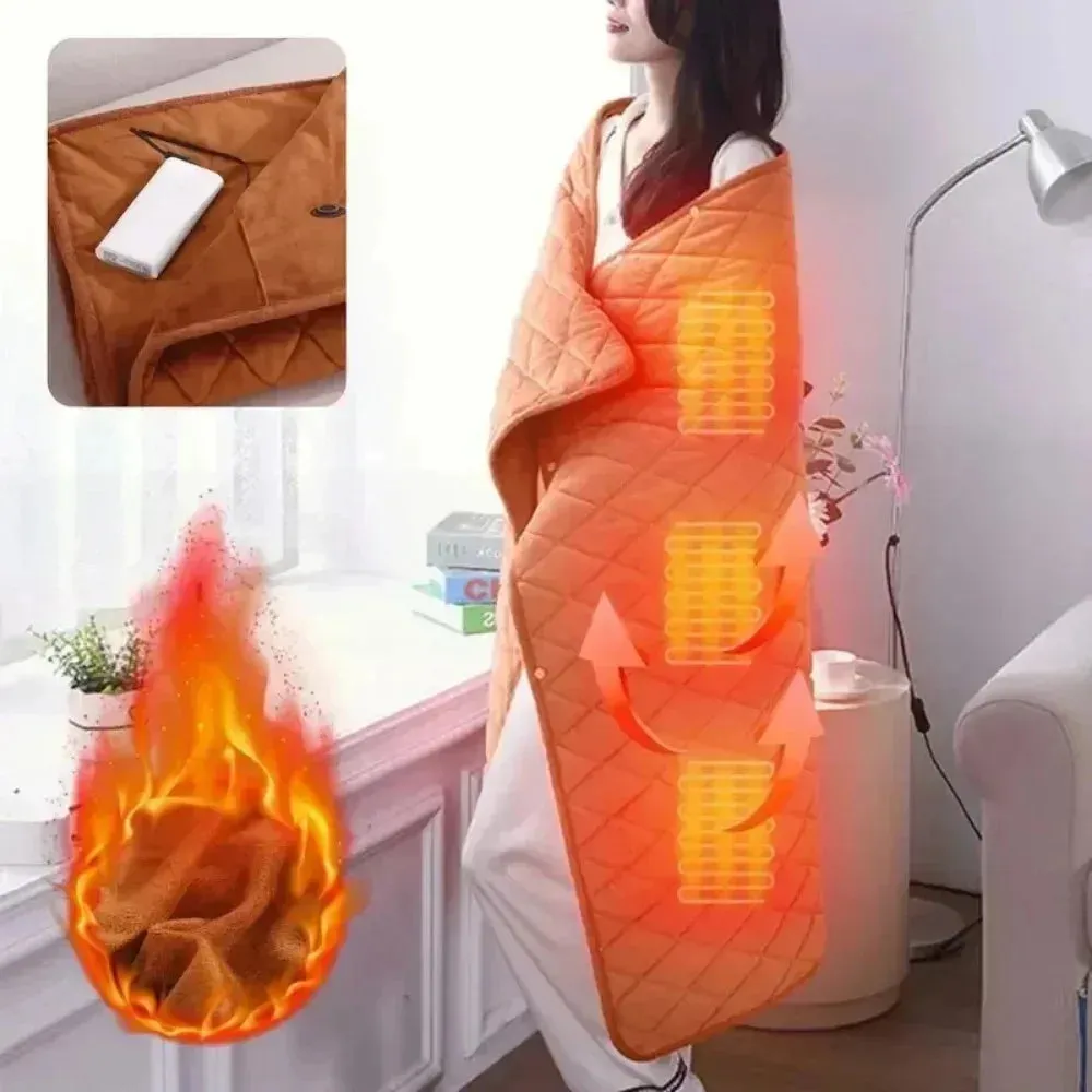 Wearable Blanket Heating Shawl Pad USB Winter Warmer Heated Blanket Body Heater Office Home Multifunctional Shawl Household Item