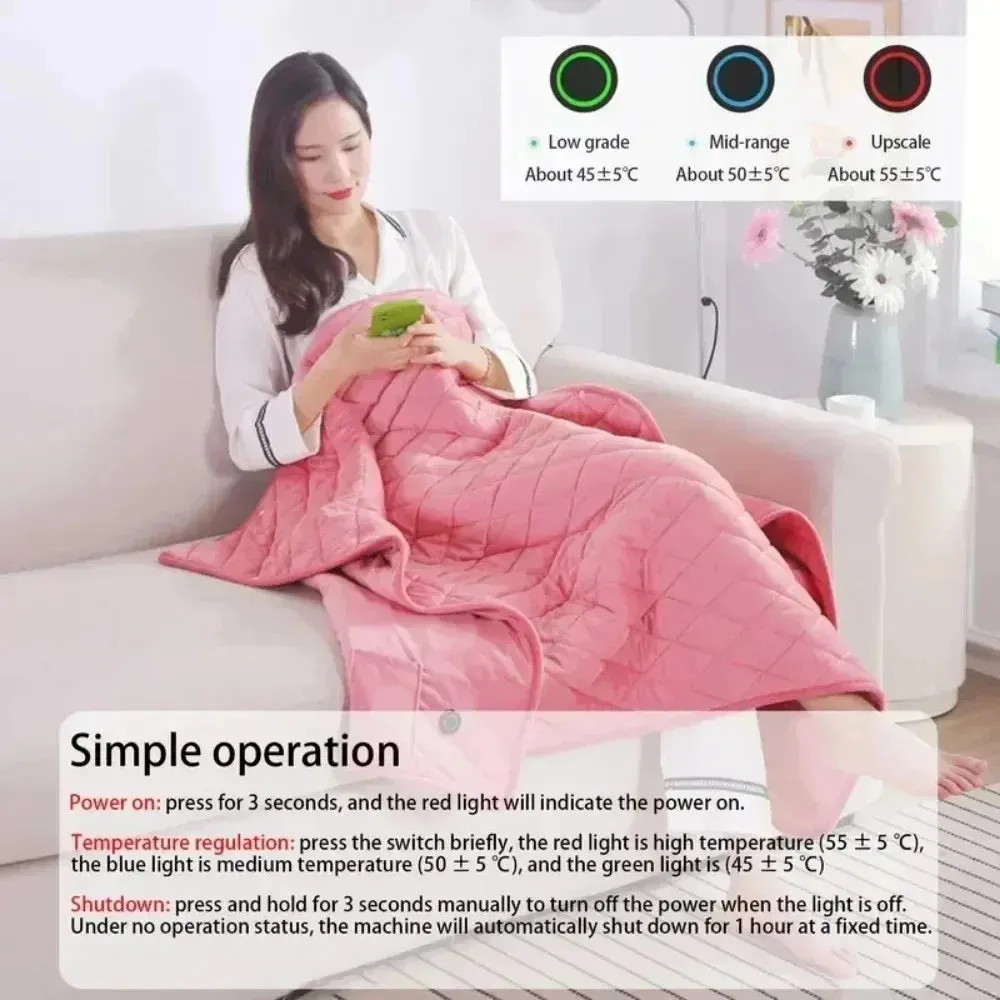 Wearable Blanket Heating Shawl Pad USB Winter Warmer Heated Blanket Body Heater Office Home Multifunctional Shawl Household Item