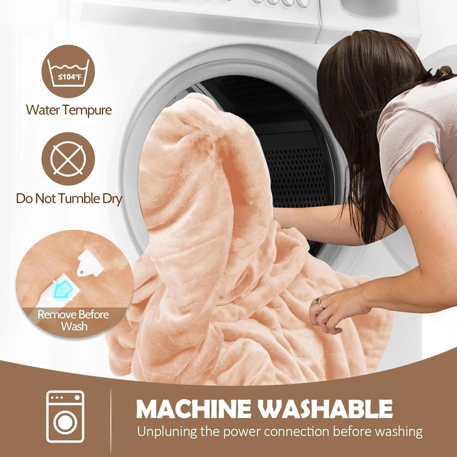 Wearable Heated Throw Blanket, Electric Heated Wrap Poncho Shawl & Hoodies with Pockets, 7 Heating Levels & 4 Hours Time Settings, Machine Washable with ETL Certification 40" x 70", Beige