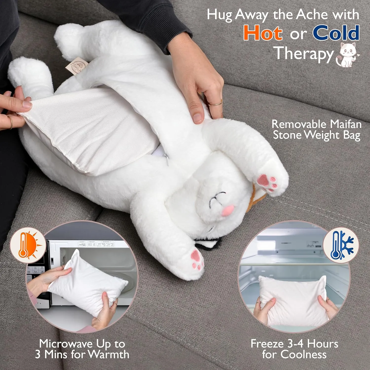 Weighted Stuffed Animals 20" | 5 lbs Calico Cat Plush for Calming Cozy Comfort | Large Weighted Stuffed Animal for Anxiety | Soft Microwavable & Coolable for Sensory Needs & Stress Relief