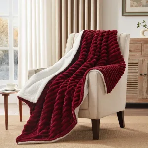 Westinghouse Electric Blanket Heated Throw, Super Cozy Luxury Faux Fur & Sherpa with 6 Heating Levels & 2-10 Hours Auto Off, Fast Heating & Overheat Protection, 50x60 Inch, Burgundy