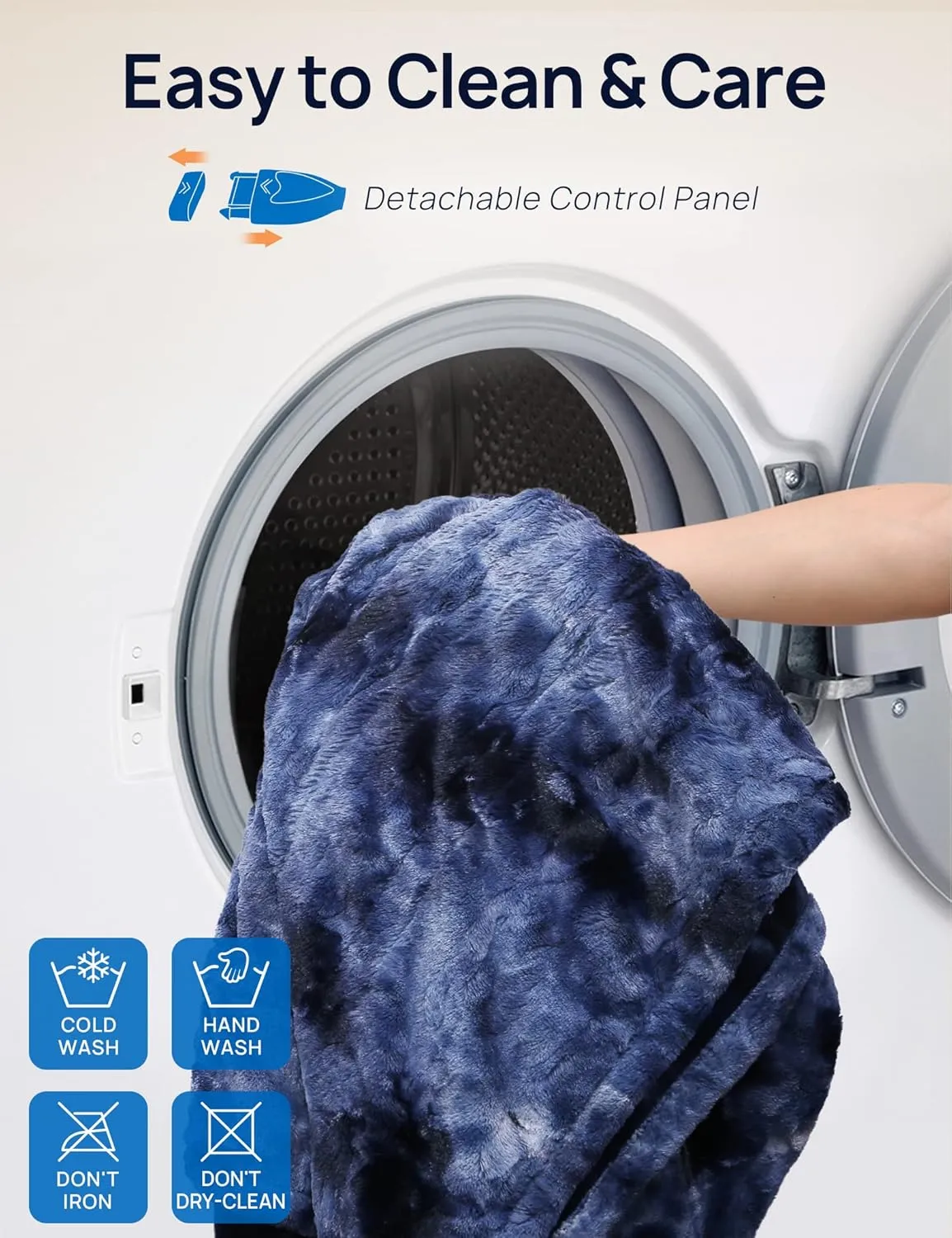 Westinghouse Electric Blanket Queen, Faux Fur Heating Blanket with Dual Control, 10 Heating Levels & 1 to 12 Hour Settings, 84"x90", Navy Blue