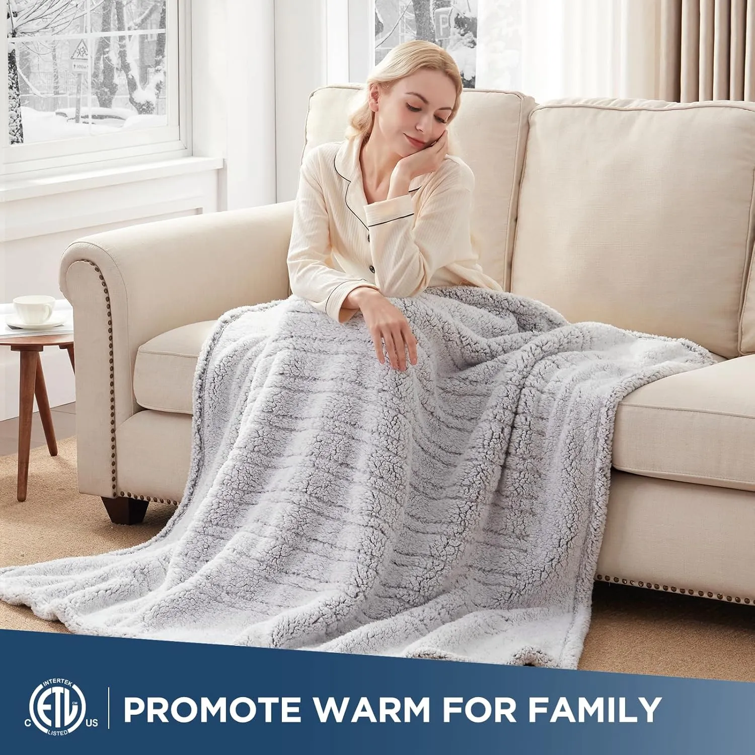 Westinghouse Electric Blanket Throw Size, Soft Plush Sherpa Heated Blanket with 6 Heating Levels & 2-10 Hours Auto-Off, Machine Washable, 50x60 inches, Grey