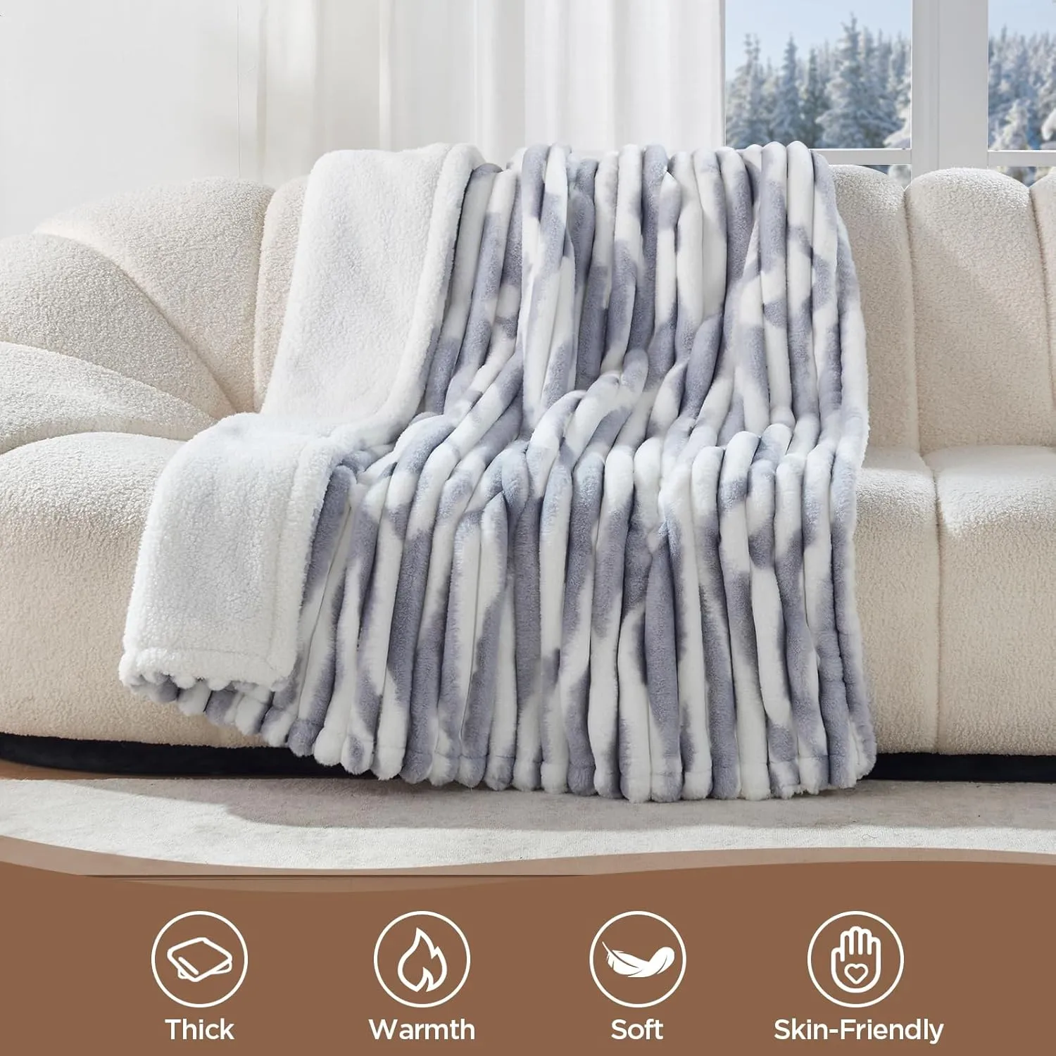 Westinghouse Electric Blanket Twin Size, Super Cozy Luxury Faux Fur & Sherpa Heated Blanket with 10 Heating Levels & 1-12 Hours Auto Off, Fast Heating Blanket, Machine Washable, 62x 84 Inch Blue Gray