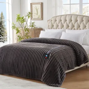 Westinghouse Electric Blanket Twin Size, Super Cozy Luxury Faux Fur & Sherpa Heated Blanket with 10 Heating Levels & 1-12 Hours Auto Off, Fast Heating Blanket, Machine Washable, 62x 84 Inch Charcoal