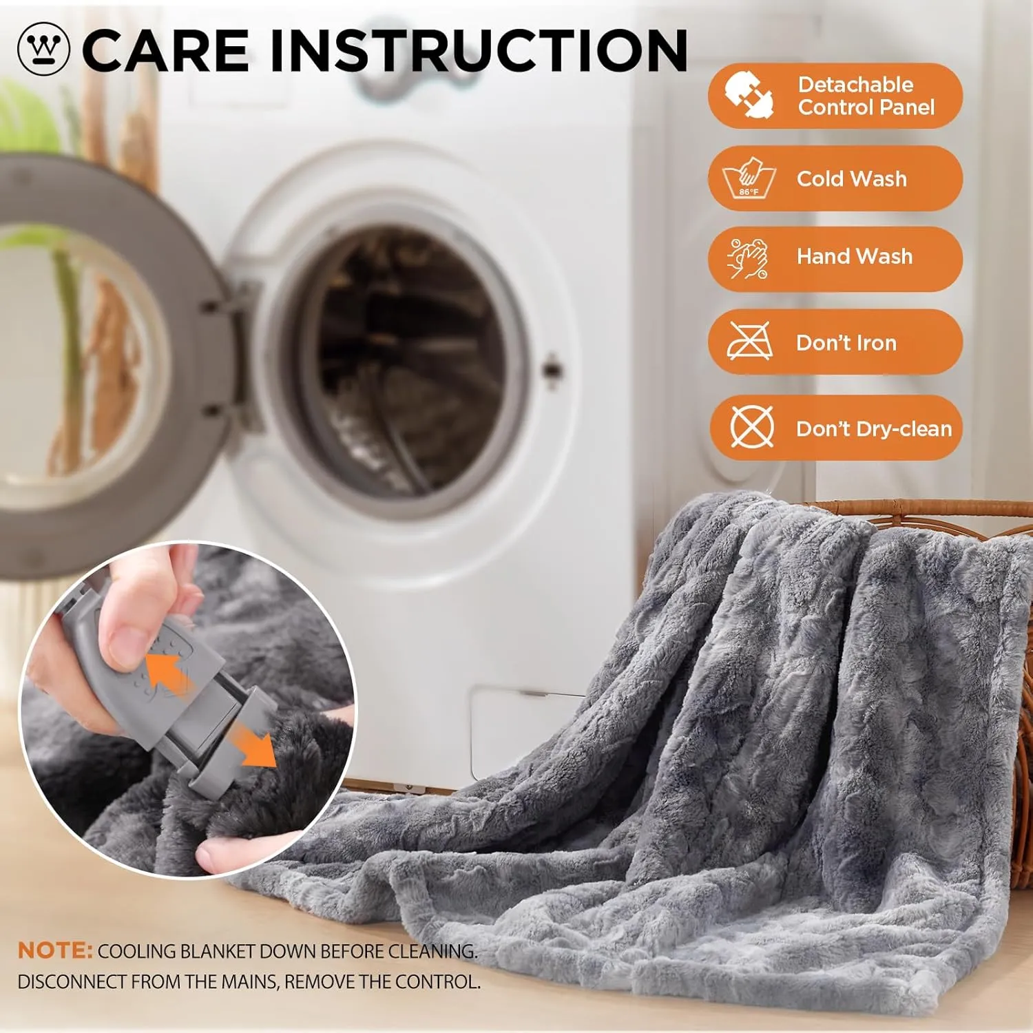 Westinghouse Electric Heated Throw Blanket, Faux Fur with 6 Heating Levels & Auto Off, Soft Cozy Sherpa Washable Blanket (50" x 60", Grey)