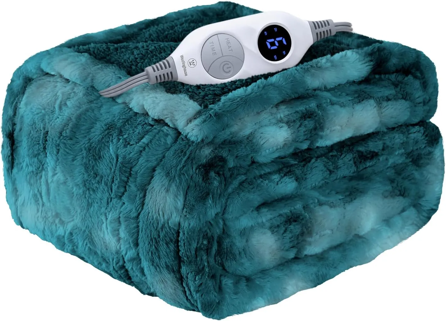 Westinghouse Electric Throw Blanket, Faux Fur Heated Blanket with 6 Heating Levels & 2-10 Hours Auto Off, Soft Cozy Sherpa Heated Blanket Washable Blanket (50" x 60" Throw Size, Green)