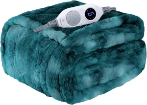 Westinghouse Electric Throw Blanket, Faux Fur Heated Blanket with 6 Heating Levels & 2-10 Hours Auto Off, Soft Cozy Sherpa Heated Blanket Washable Blanket (50" x 60" Throw Size, Green)