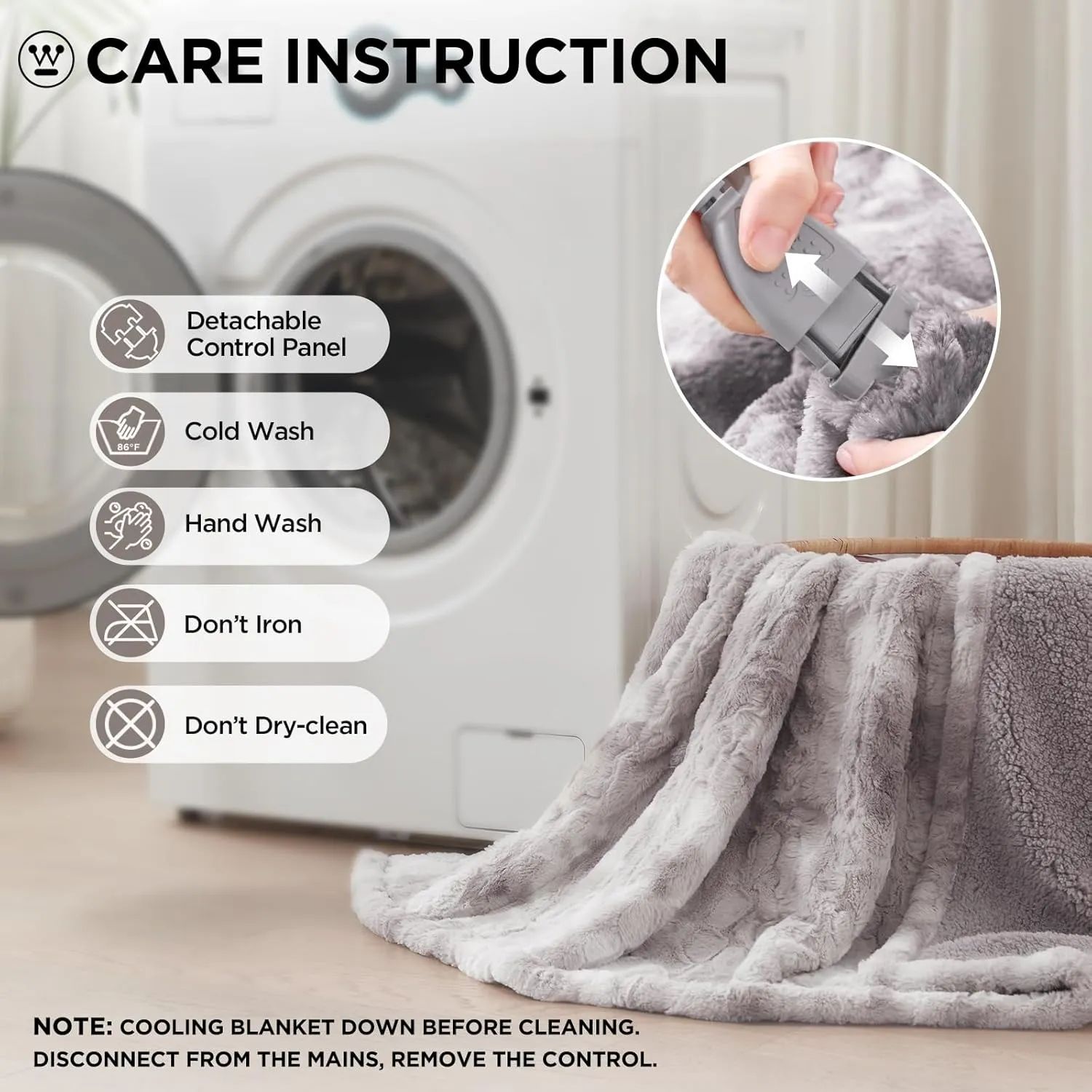 Westinghouse Electric Throw Blanket, Faux Fur Heated Blanket with 6 Heating Levels & 2-10 Hours Auto Off, Soft Cozy Sherpa Heated Blanket Washable Blanket (50" x 60" Throw Size, Light Grey)