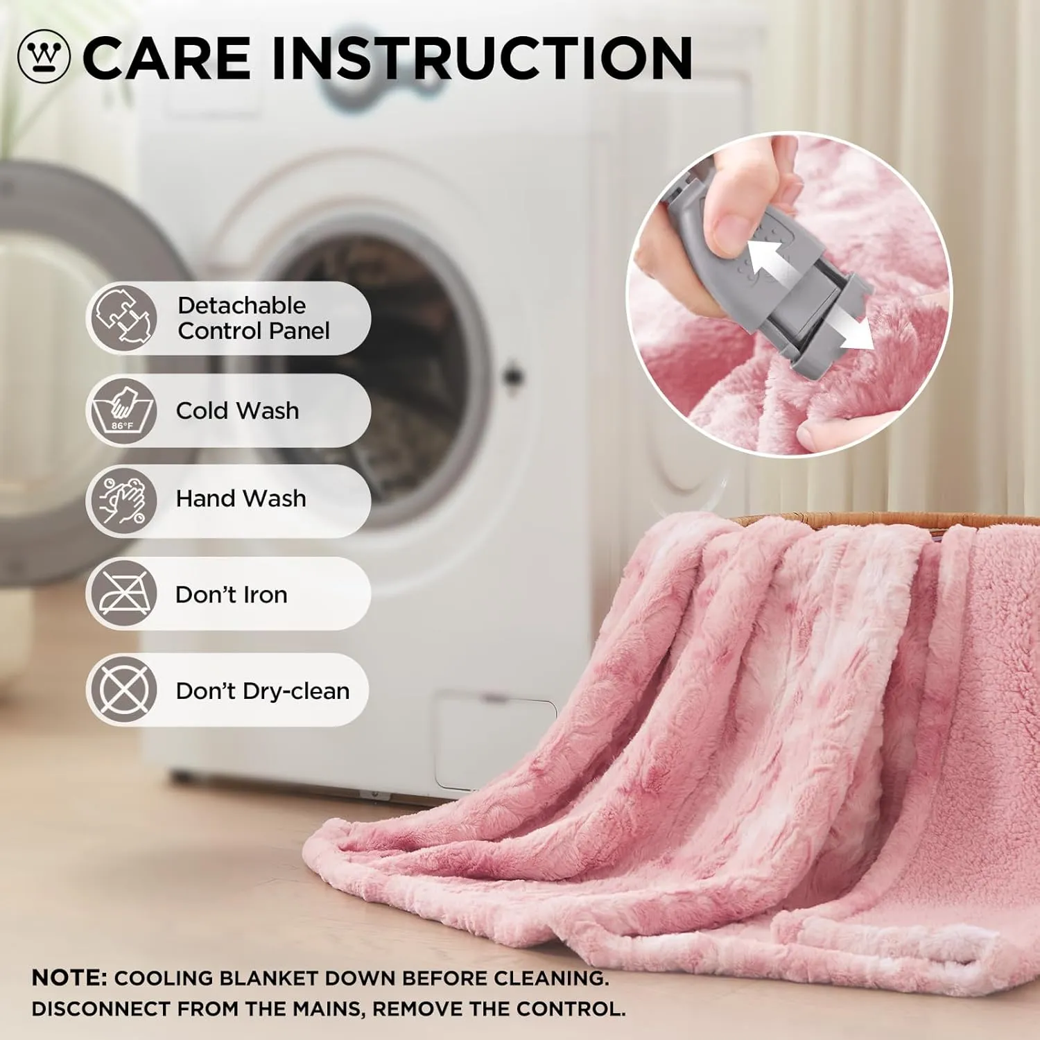 Westinghouse Electric Throw Blanket, Faux Fur Heated Blanket with 6 Heating Levels & 2-10 Hours Auto Off, Soft Cozy Sherpa Heated Blanket Washable Blanket (50" x 60" Throw Size, Pink)