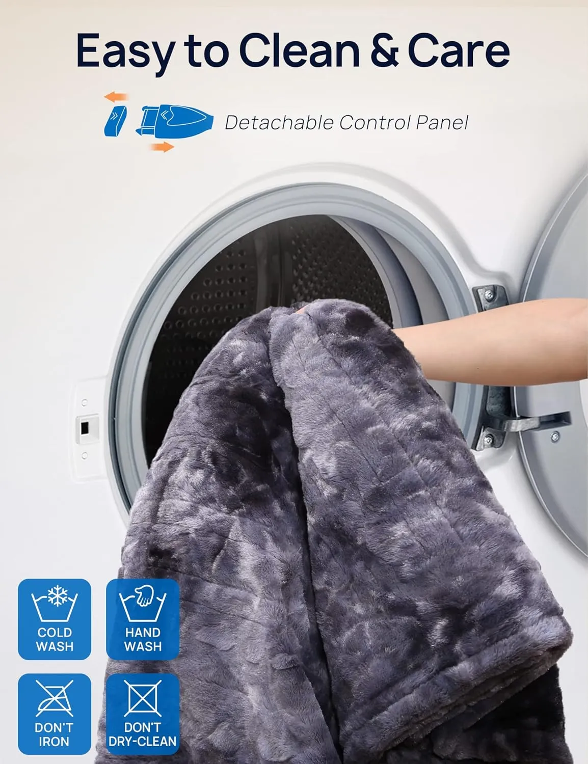 Westinghouse Heated Blanket, Faux Fur Electric Blanket with Dual Controller, 10 Heating Levels & 1 to 12 Hours Heating Time Settings, 84"x90", Grey