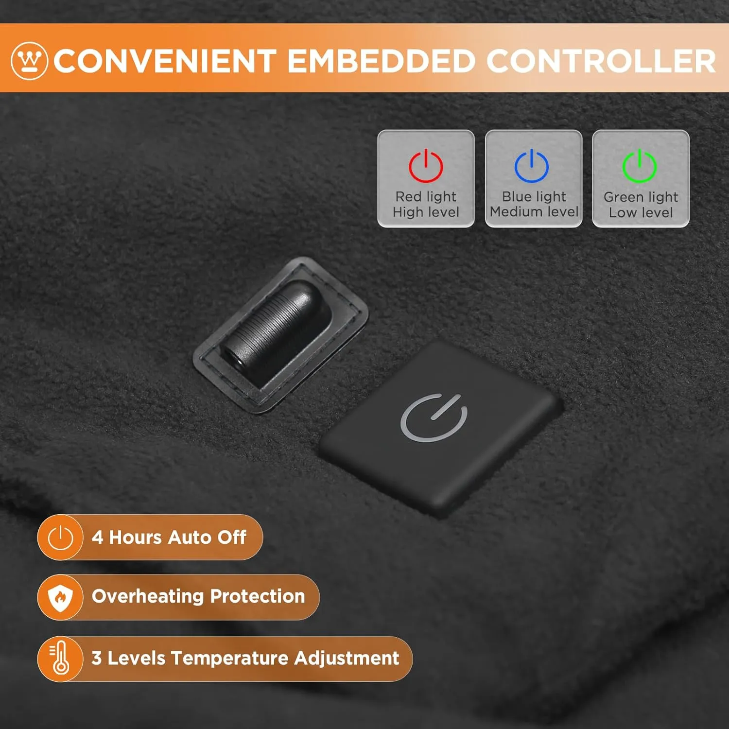 Westinghouse Heated Car Blanket with 3 Heating Levels, 4 Hours Auto Off, 12 Volt Electric Blanket for Car, Truck, SUV, RV, Portable Heated Throw for Camping, Machine Washable, 59" x 43”,(Charcoal)