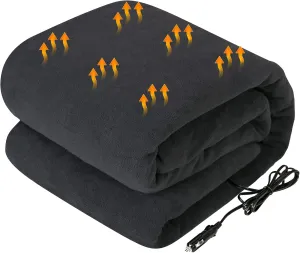 Westinghouse Heated Car Blanket with 3 Heating Levels, 4 Hours Auto Off, 12 Volt Electric Blanket for Car, Truck, SUV, RV, Portable Heated Throw for Camping, Machine Washable, 59" x 43”,(Charcoal)
