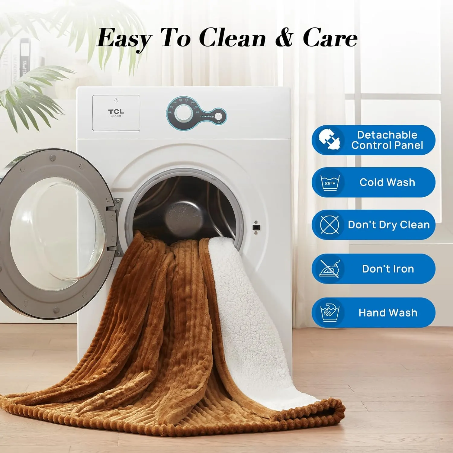 Westinghouse Heated Throw Blanket, Soft Flannel Sherpa Electric Throw with 6 Heating Levels & 2-10 Hours Auto Shut Off, Fast Heating & ETL Certification, Machine Washable, 50x60 Inch, Brown