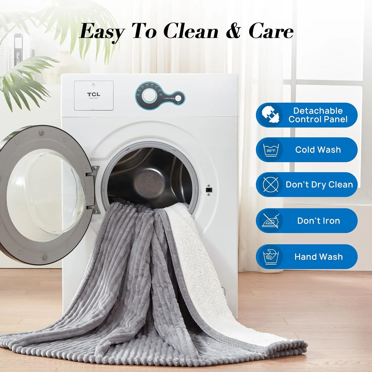 Westinghouse Heated Throw Blanket, Soft Flannel Sherpa Electric Throw with 6 Heating Levels & 2-10 Hours Auto Shut Off, Fast Heating & ETL Certification, Machine Washable, 50x60 Inch, Light Grey