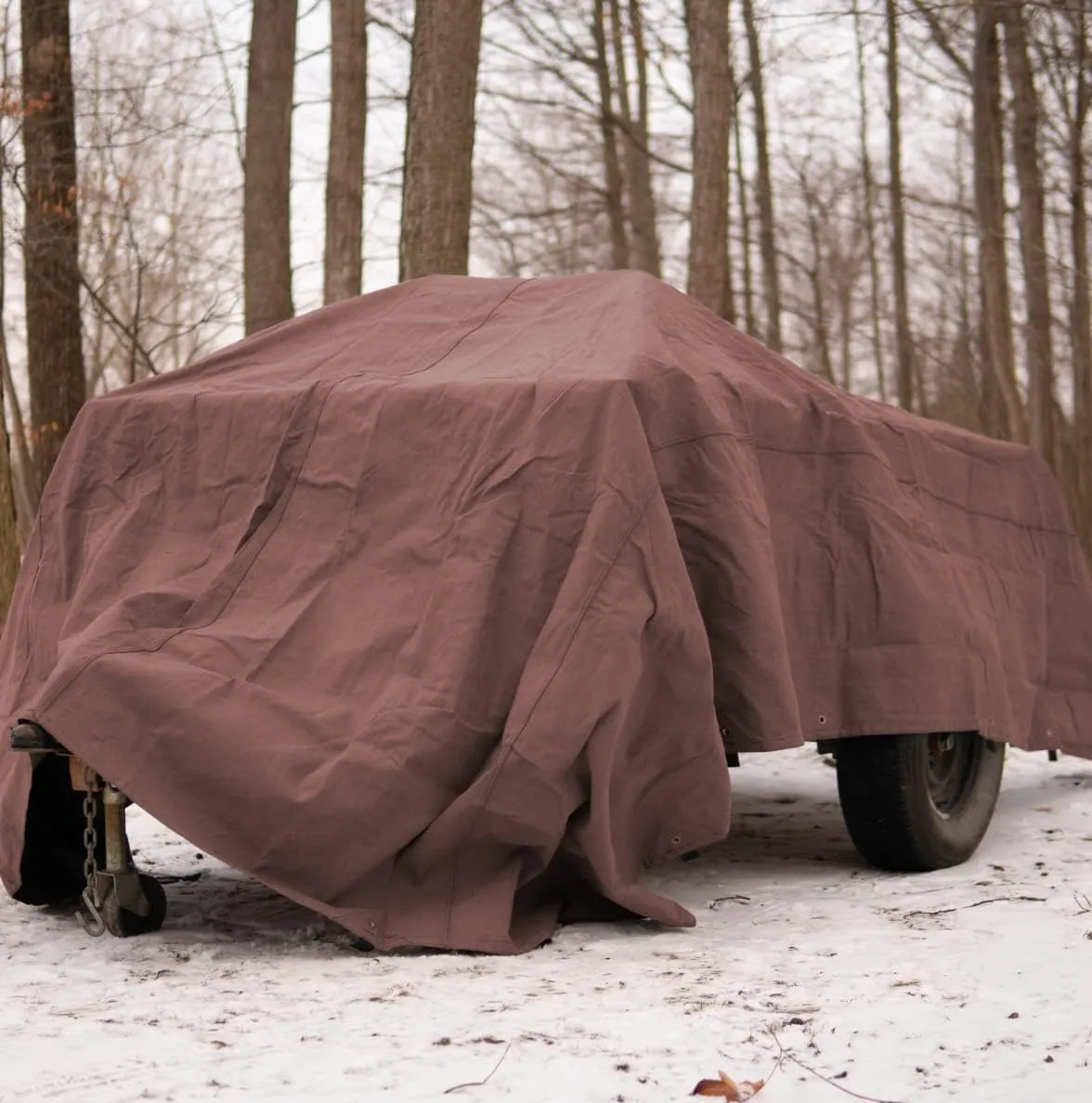 WHITEDUCK 8'x10' Canvas Tarp 18 oz/37 Mil Heavy Duty Waterproof UV Resistant, Rustproof Grommets, Industrial & Commercial Use Cloth Tarp (Finished Size: 7'6"x9'6", Brown)