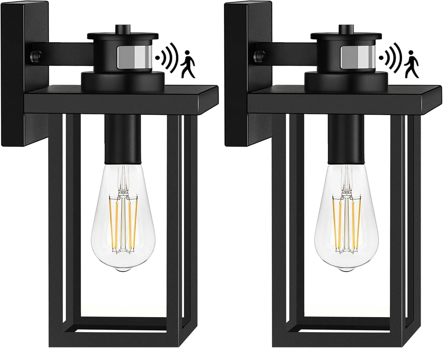 WIHTU Upgraded Motion Sensor Outdoor Wall Lights, Dusk to Dawn Exterior Light Fixtures, Front Porch Light with Matte Black Finish, Anti Rust Wall Lamp, Wall Sconce for Garage, House