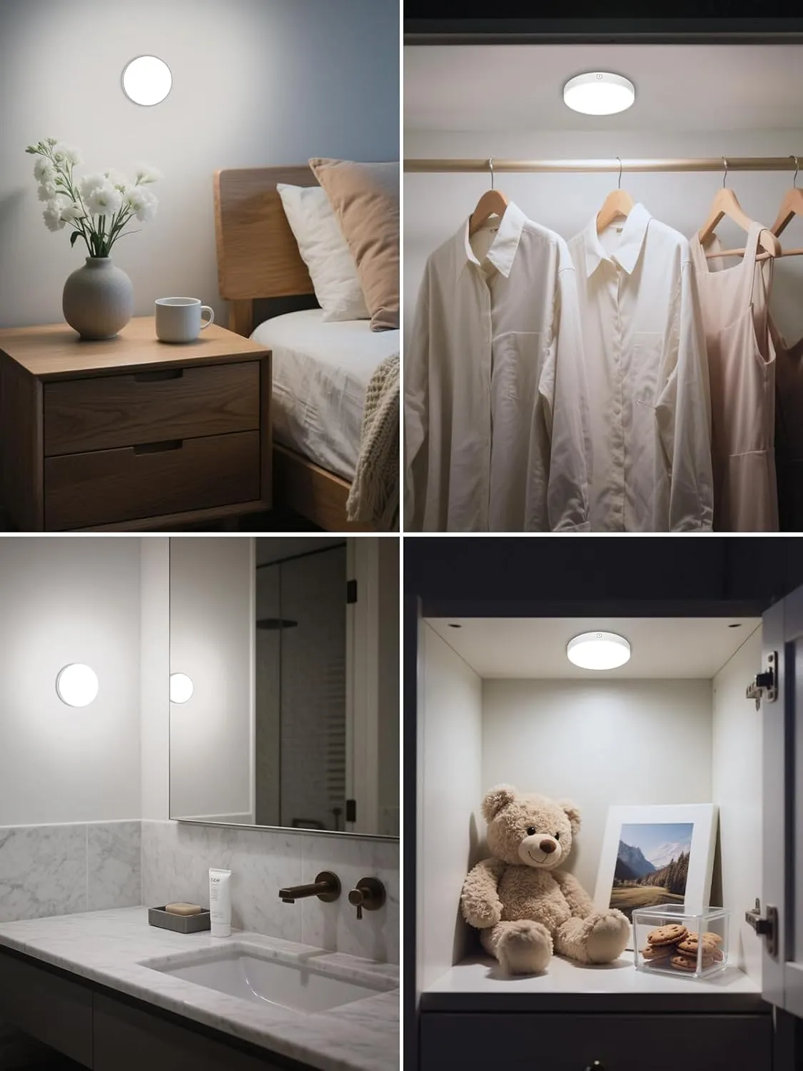 WILLED Dimmable Touch Light Buit-in 1000mAh Large Battery Rechargeable LED Tap Lights | Magnet Stick on Closet Portable Puck Night for Cabinet, Wardrobe, Counter, Kitchen, Bedroom