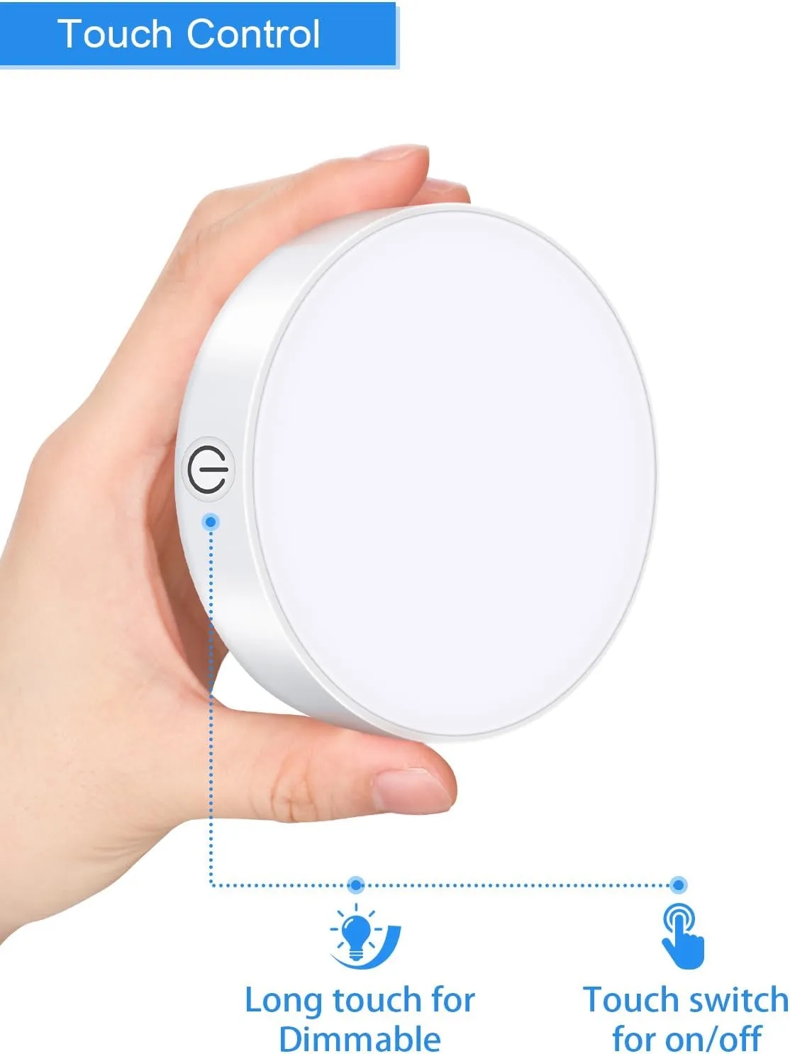 WILLED Dimmable Touch Light Buit-in 1000mAh Large Battery Rechargeable LED Tap Lights | Magnet Stick on Closet Portable Puck Night for Cabinet, Wardrobe, Counter, Kitchen, Bedroom