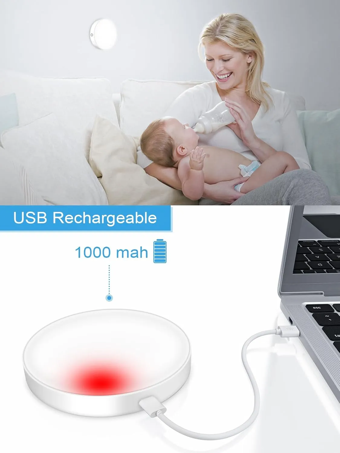 WILLED Dimmable Touch Light Buit-in 1000mAh Large Battery Rechargeable LED Tap Lights | Magnet Stick on Closet Portable Puck Night for Cabinet, Wardrobe, Counter, Kitchen, Bedroom