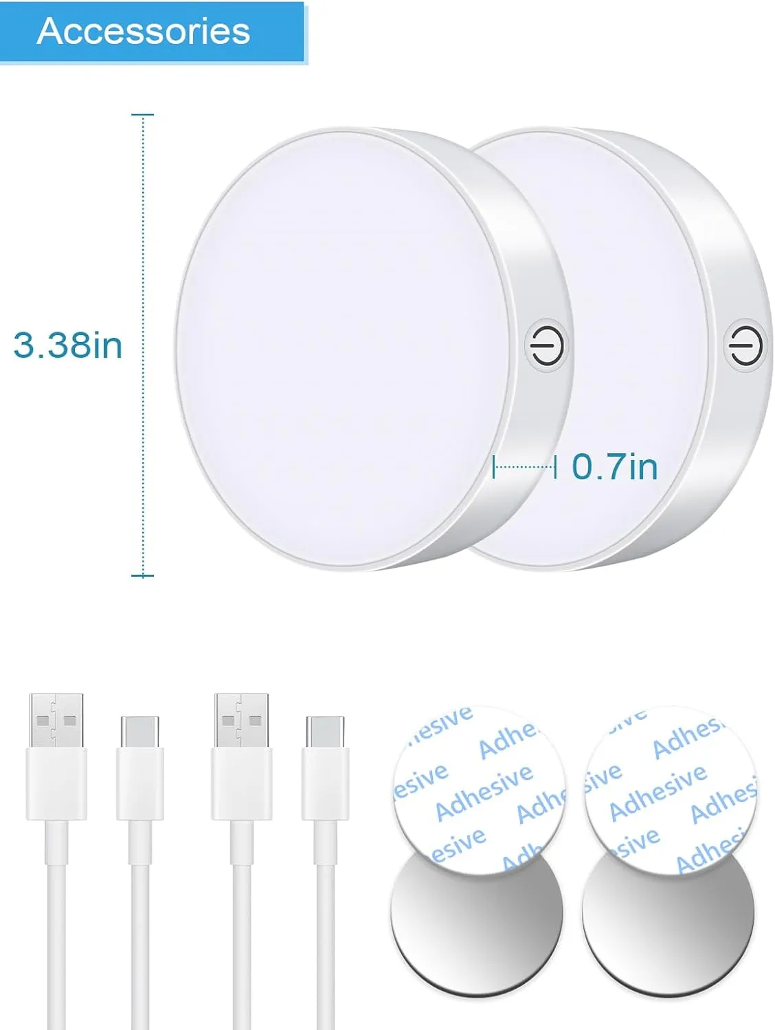 WILLED Dimmable Touch Light Buit-in 1000mAh Large Battery Rechargeable LED Tap Lights | Magnet Stick on Closet Portable Puck Night for Cabinet, Wardrobe, Counter, Kitchen, Bedroom