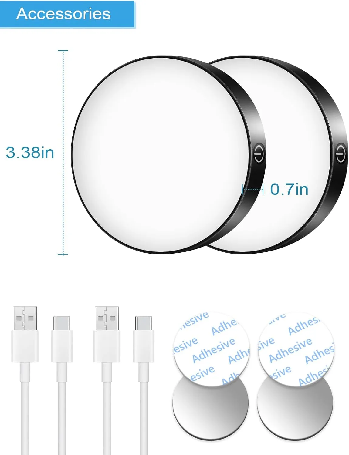 WILLED Tap Light Rechargeable, 3000K Dimmable Touch Light Buit-in 1000mAh Large Battery, Stick on Closet Light, Portable LED Puck Night Lights for Cabinet, Wardrobe, Counter, Kitchen, Bedroom (2 Pack)