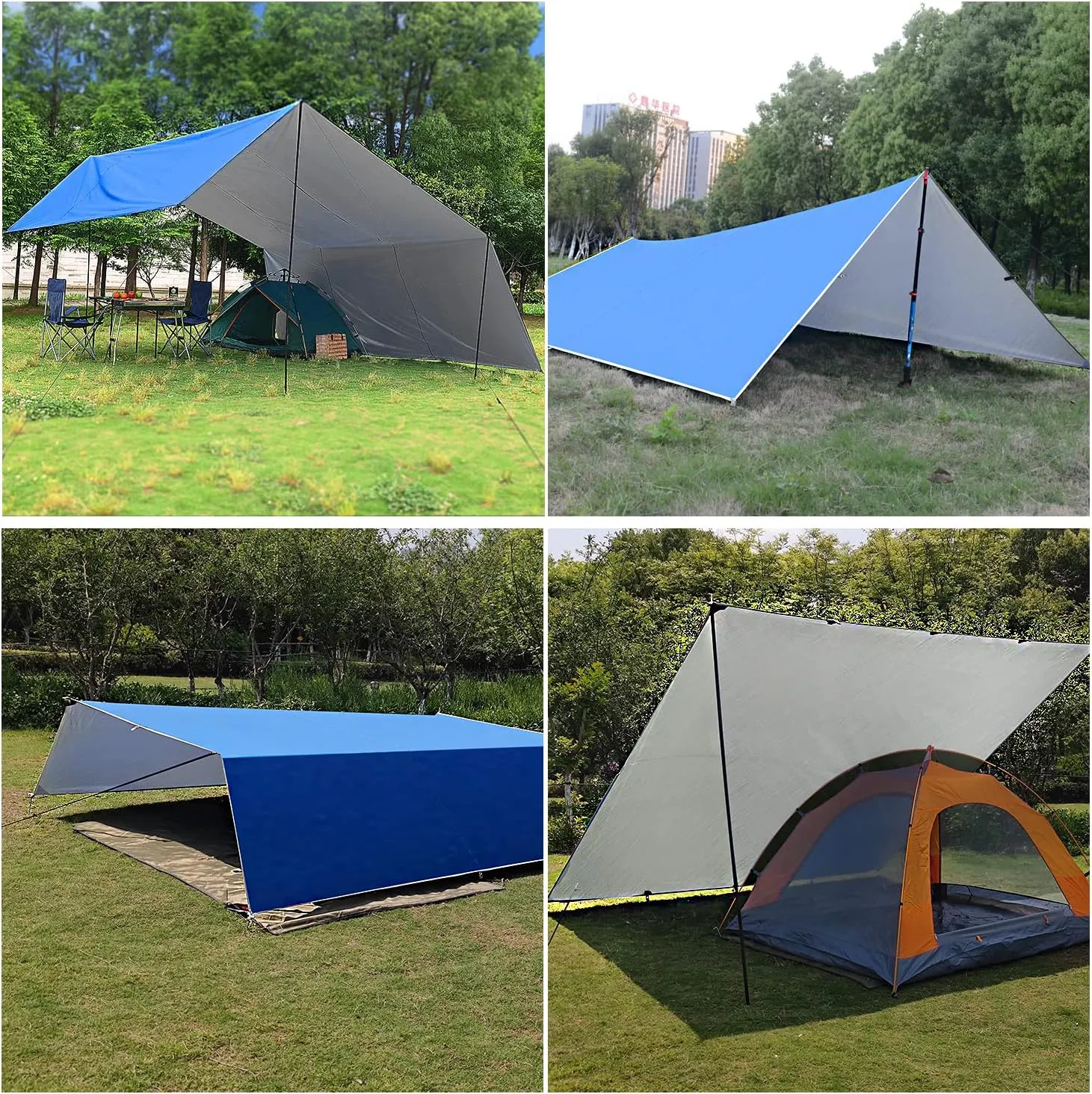 Wind Tour Portable Multifunctional Tent Footprint Traveling Awning Backpacking Rain Fly Tent Waterproof Shelter Outdoor Camping Sun Shelter for Hiking, Beach (118177 in)