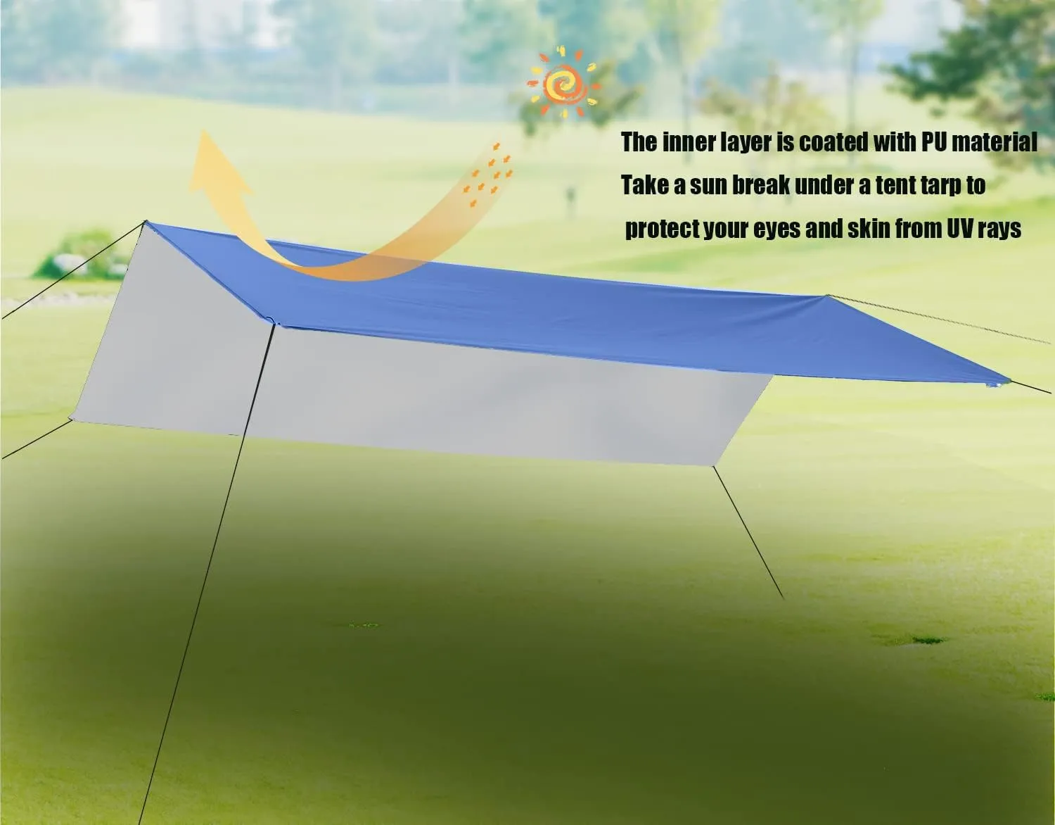 Wind Tour Portable Multifunctional Tent Footprint Traveling Awning Backpacking Rain Fly Tent Waterproof Shelter Outdoor Camping Sun Shelter for Hiking, Beach (118177 in)