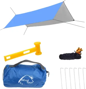Wind Tour Portable Multifunctional Tent Footprint Traveling Awning Backpacking Rain Fly Tent Waterproof Shelter Outdoor Camping Sun Shelter for Hiking, Beach (118177 in)